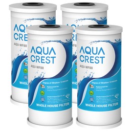 AQUACREST FXHTC Water Filter, Whole House Water Filter, Well Water Filter, Replacement for GE® FXHTC, GXWH40L, American Plumber W10-PR, Culligan® RFC-BBSA, W10-BC, Carbon Filters, 5 Micron, Pack of 4