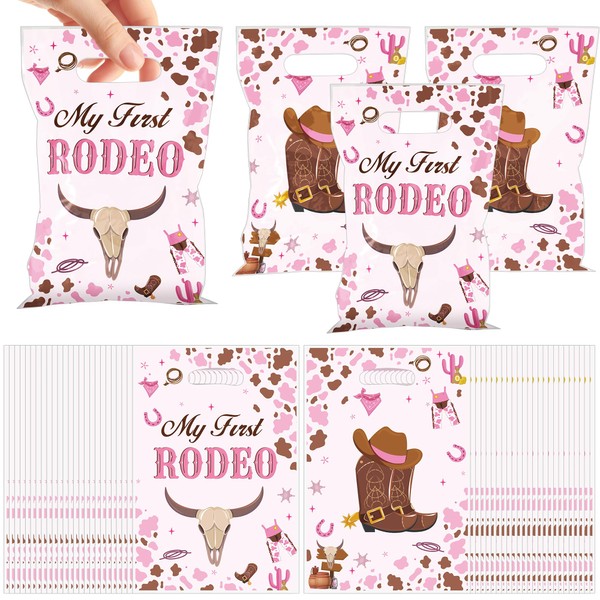 50PCS My First Rodeo Party Favor Bags for Girls, Pink