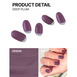 UUUUU. Semi Cured Gel Nail Strips (Solid Color) - 100% Real Gel, Long-Lasting & Easy to Apply & Remove, works any UV/LED Lamps - Spring 2025, Nail inspo,Nail Art Stickers (UGN170 Deep Plum)