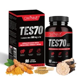 Gwynne Tes70 560mg Con Maca Negra,fenogreco,creatina Y Cúrcuma,aumento De Resistencia, Recuperación Muscular Y Crecimiento Muscular,90 Cápsulas
