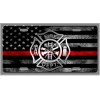 Thin Red Line Fireman Fire Fighter Car Vanity Tag -