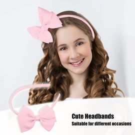 VOCOSTE Bow Headband, Fashion Cute Polyester Hairband for Teens, Light Pink, 5.9 x 4.4 Inches