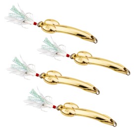 4Pack Saltwater Fishing Lures Set - Metal Jigging Spoons for Bass Fishing - Crank Baits, Topwater Lures - Tackle Gear for Mackerel, Striper, Bluefish