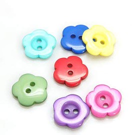 Pepperlonely 98PC Botones de resina de flores con 2 agujeros, 12 x 2,5 mm, #12.Mixed, 98