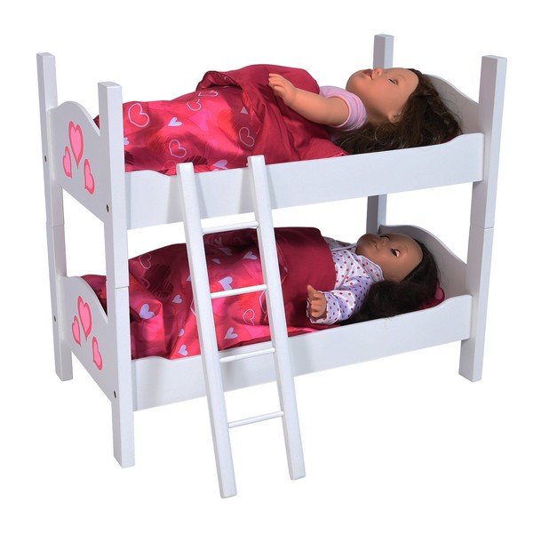 The New York Doll Collection Bunk Bed for Twin Dolls fits 18 Inch one Piece White Color (Bunk Bed)