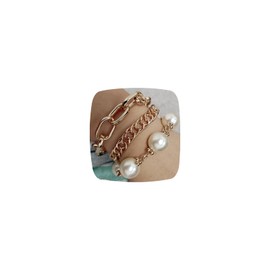 ANYILVTULI Big Pearls 3 layered Bracelet Chain Bracelets Set 20231400 (GOLD)