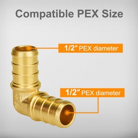 SUNGATOR 1/2 Inch 90 Degree Elbow PEX Fittings Lead Free Brass Crimp for PEX Pipe in Plumbing Jobs (12-Pack)