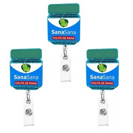 3 Pcs Sana Sana Colita De Rana Funny Badge Reel,Funny Badge Reels Retractable,Cute Nursing Badge Holder,Id Badge Holders Retractable,Nursing Student Name Badge Holders