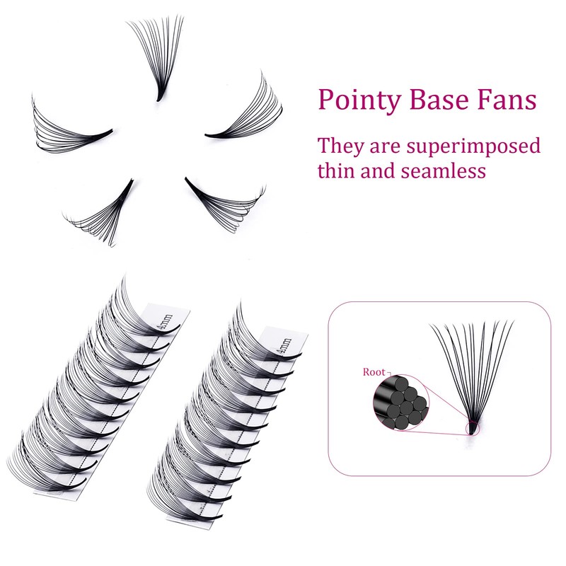 Volume Eyelashes, 14D, Russian Volume Eyelashes, C Curl, 0.07 mm,