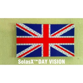 BRITISH UK FLAG RED AND BLUE SolasX PATCH 3.5"X2" WITH VELCRO® BRAND FASTENER