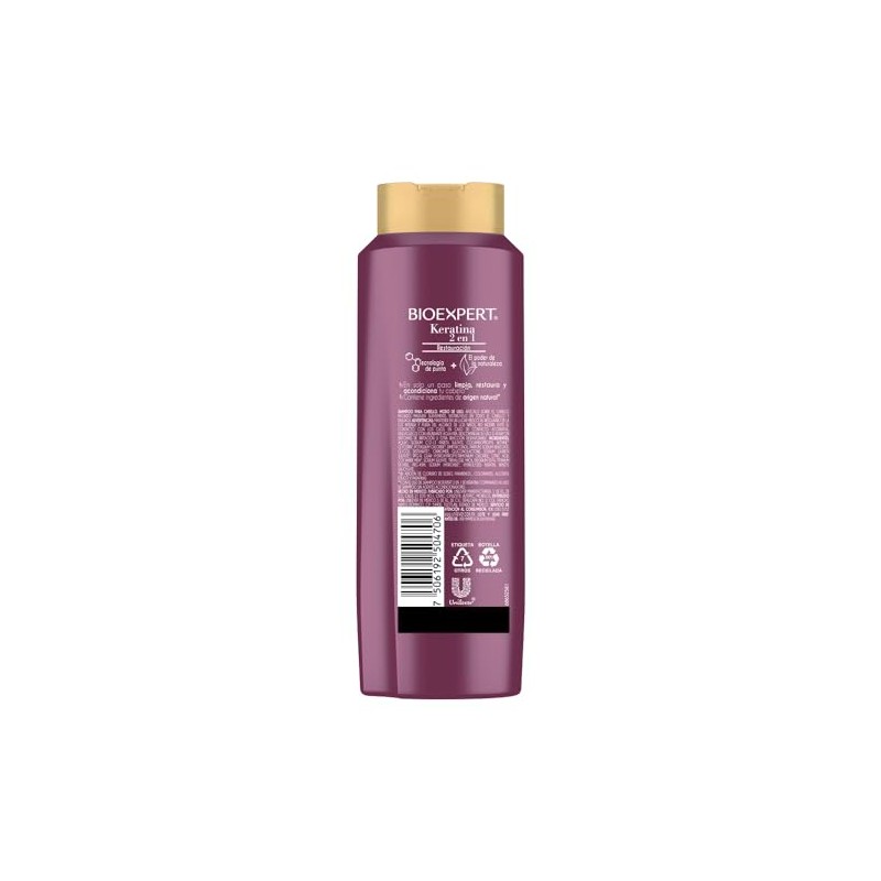 Shampoo Bioexpert 2 en 1 Keratina Restauración 650 ml