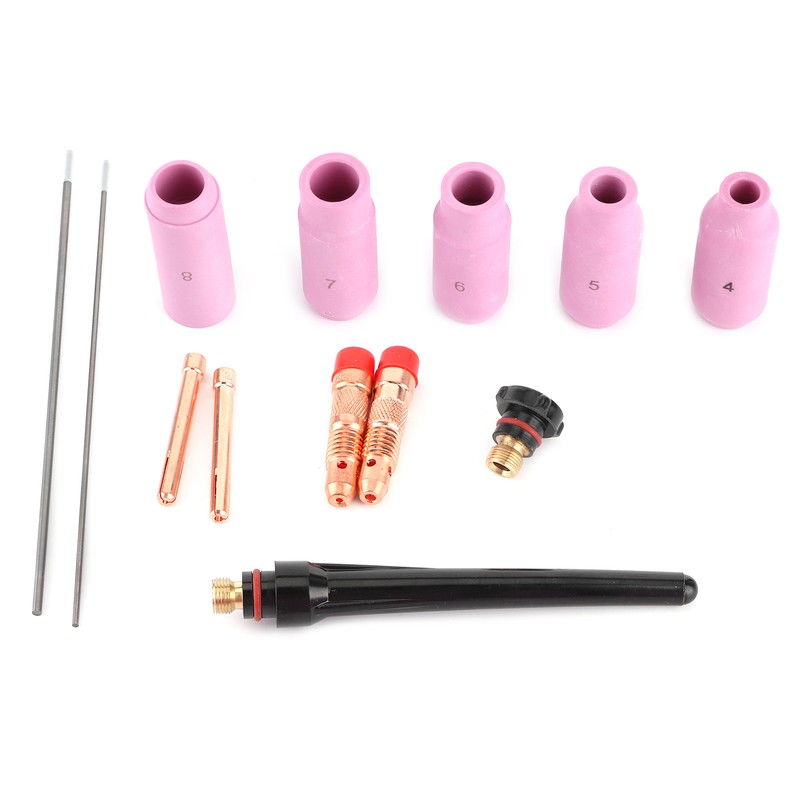 13Pcs/Set Welding Nozzle TIG Gas Lens Ceramic Contact Tip with