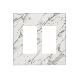 Wpshijia Light Switch Cover White Grey Abstract Marble Minimalist Luxury 2 Gang Double Rocker Outlet Cover Decorative Switch plates Electrical GFCI Socket Covers Receptacle for Bathroom Livingroom