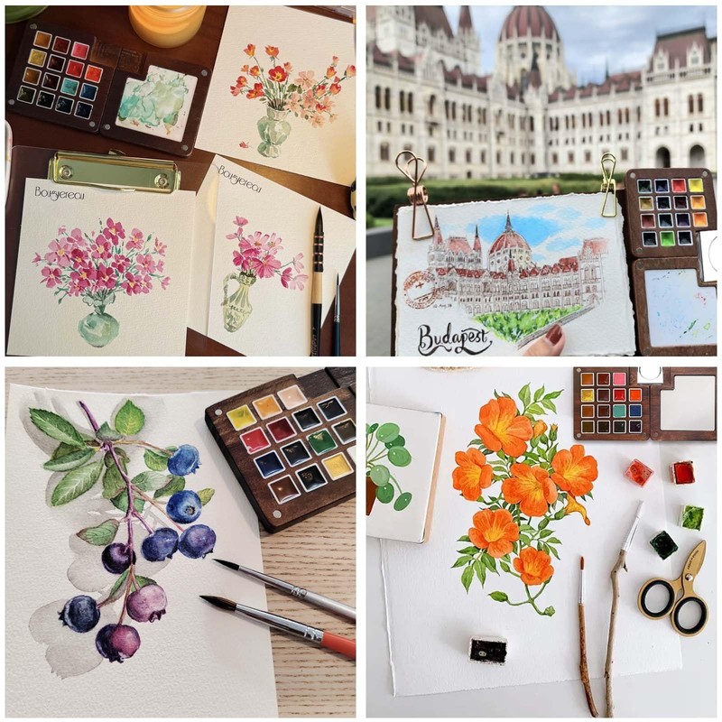 Yamobi Painting Box Mini Watercolour Travel Set, Mini Watercolour Travel