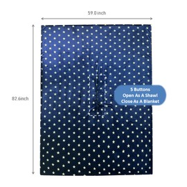 EZ Kitchen 2 in 1 Wearable Fleece Blanket - Star Printed, Comfortable Plush Fuzzy Cozy Soft Blanket for Couch, Outdoor Use, Navy Blue