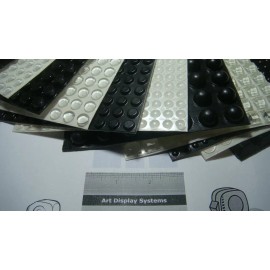 ADS ART DISPLAY SYSTEMS 28 SELF-ADHESIVE RUBBER FEET BUMPERS 3/4"  CYLINDRICAL BLACK BUMPERS + SAMPLES