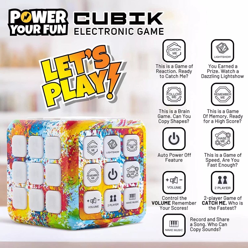 Power Your Fun Cubik LED Flashing Cube Memory Game -