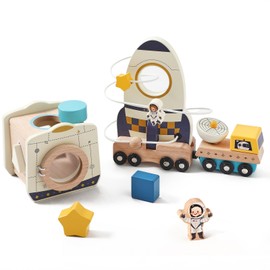 ibwaae Space Toys, Montessori Toys for 1 2 3 Year Old First Birthday Gift,Educational Learning Toys for Toddlers, Baby Toys with Shape Sorter Stacking