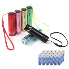 Hilngav 6 Pack Mini Flashlight Set, Aluminum LED Handheld Torches with Lanyard, Assorted Colors, Batteries Included for Party Favors, Night Reading, Camping, Power Outage (Style 1, 6)