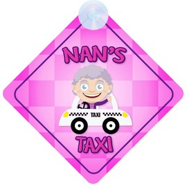 Nan's Taxi Car Sign with Suction Cup - Funny Gift | QG Ltd