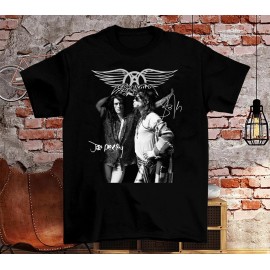 Unbranded Aerosmith -Joe Perry- Steven Tyler Signature Black All Size S-5XL T-Shirt - L