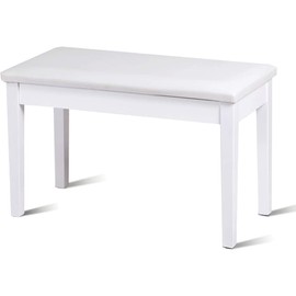 FUTADA Piano Bench with Storage, Solid Wood Piano Stool with Padded Cushion, Comfortable Leather & Storage Compartment for Music Book, Duet Piano Chair Seat, 29.5”D x 14”W x 19.5”H, White