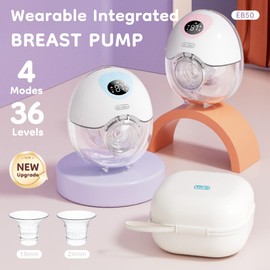Breast Pump Hands Free EB50, Wearable Breast Pump of Baby Mouth Double-Sealed Flange with 4 Modes & 36 Levels, Electric Breast Pump Portable - Memory Function, 27mm 24mm 19mm Flanges, 10-piece Set, blue