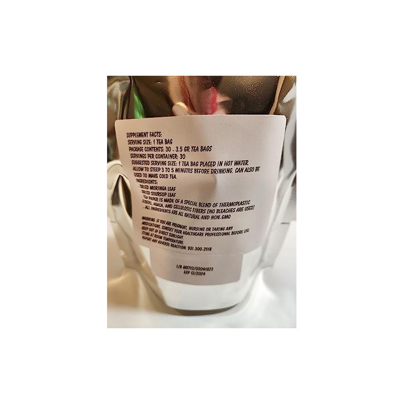 Moringa Leaf and Soursop Leaf Mix Tea Bags (30 Pk)