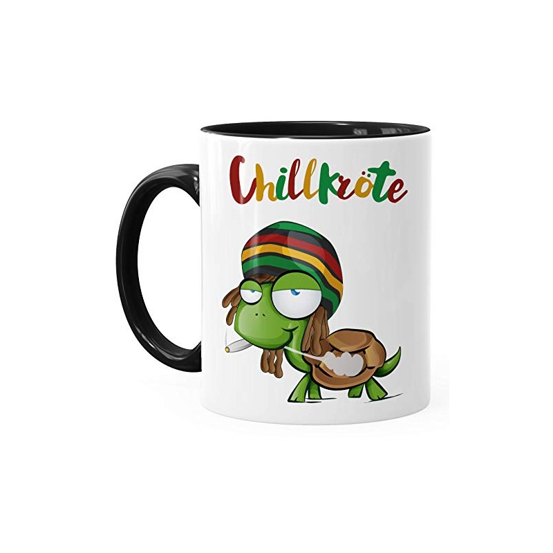 MoonWorks® Kaffee-Tasse Chillkröte Schildkröte Rastafrisur Joint Comic Stil Kaffeetasse Fun-Tasse