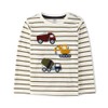 Gymboree,Boys,and Toddler Embroidered Graphic Long Sleeve T-Shirts,Construction Vehicle Stripe,3 Years