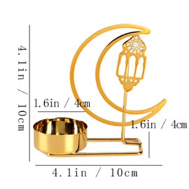 BinaryABC Eid Mubarak Decorations,Ramadan Kareem Moon Shaped Candle Holder,Ramadan Candlestick,Ramadan Candle Stand Centerpieces Decor (Style 2)