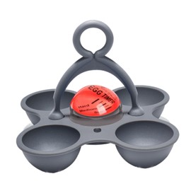 Folpus Egg Timer Egg Boiler Timer,Kitchen Accessories Compact Lightweight Sturdy with Egg Holder for Boiling Hard Medium Soft Eggs, Gray Red