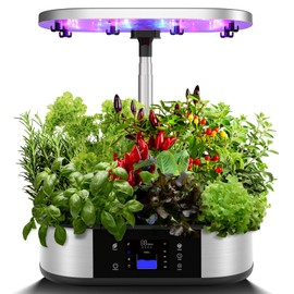 Adoolla 12 Pods Hydroponics System Indoor Garden 30W 120 LED Light Growing Planter, Black