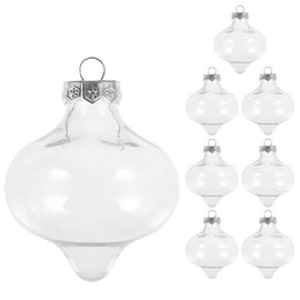 Luxshiny 8pcs Christmas Booze Balls, Clear Plastic Fillable Ornament Balls Removable Top Clear Hanging Ornaments Ball DIY Onion Shape Craft Ball for Christmas Tree Decors