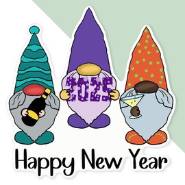 Azeeda 'Gonks Happy New Year' White Premium Vinyl Decal Sticker – Waterproof, Durable & Easy to Apply - Ideal for Car Bumpers, Windows, Bins and More (DW00169067)