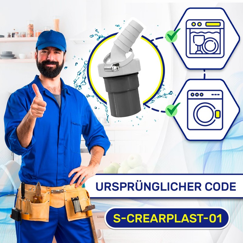 Dishwasher and Washing Machine Drain Adapter with Outlet for Pipe