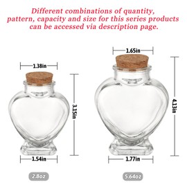 WHJY 3oz Glass Jars with Cork Lids Small Glass Jars with Label Tag and String Heart Shaped Decorative Glass Containers for Anniversary DIY Art Craft Wedding Home Decor (1)