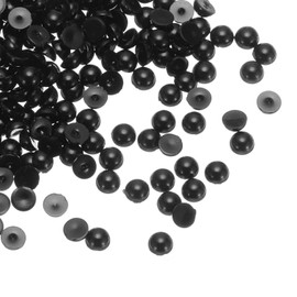 sourcing map 300pcs Flatback Pearls 4mm ABS Plastic Half Round Dome Imitation Pearls Craft Beads for DIY Craft Shoes Decorations Clothes Wedding Christmas Photo Frames, Black
