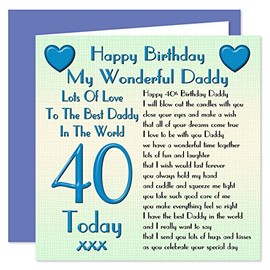Daddy 40th Happy Birthday Card - Lots Of Love To The Best Daddy In The World - 40 Today