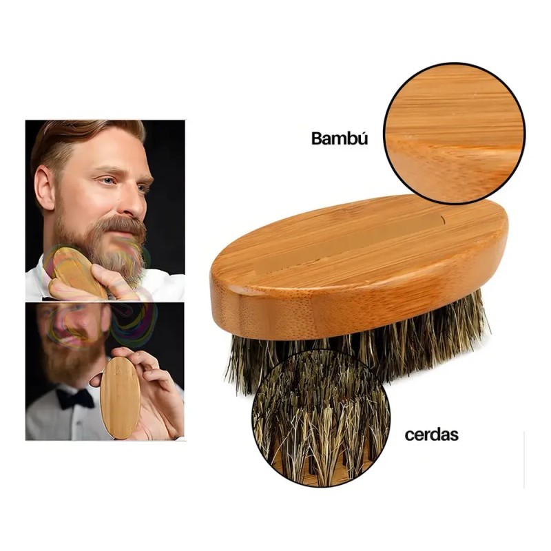 Cepillo Para Barba De 11 Cms Con Cerdas Genuina Jabali