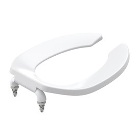 Commercial Heavy Duty Open Front Toilet Seat Without Cover Will Never Loosen and Reduce Call-Backs,Public Toilet Lid Elongated Safe, for Office,Church,Hospital(White 18.5")