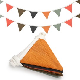 Oudain 17 ft Pennant Banner Flags, 2 Pcs Nursery Garland Triangle Bunting Flag Baby Banner for Nursery Decor Baby Birthday Boho Wedding Shower Party Event, Each 8.5 ft(Rustic Color)