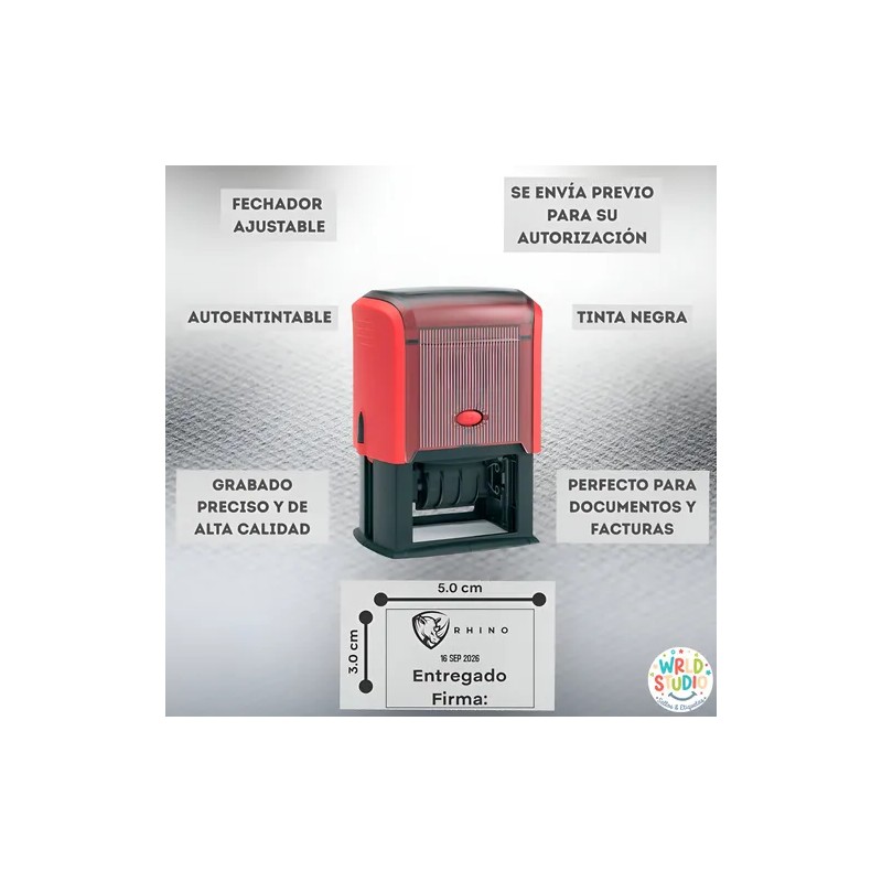 Sello Fechador Personalizado Para Empresas Y Oficinas 5x3 Cm