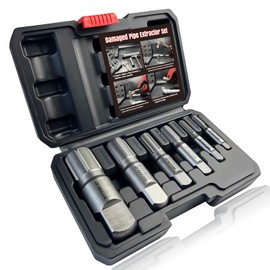Heavy-Duty Pipe Extractor Set – 6 Piece Broken Pipe Removal Tool Kit for 1/8" to 1" Threaded Pipes and Fittings Including 1/8" 1/4" 3/8" 1/2" 3/4" 1" National Standard Pipes, with Rugged Storage Case.