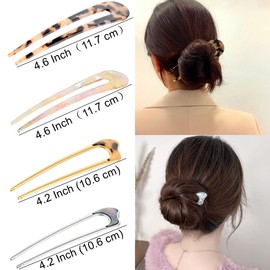 U Shape Tortoise Shell Hair Pins, Sinide 8 Pack Metal French U Pins Vintage Hair Fork Hair Pin for Women Girls Buns Hair Accessories