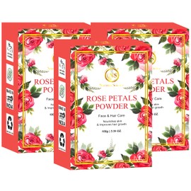 Nuerma Science Rose Petal Powder for Fair Complexion, Skin Glow, Tan Removal, Anti-Ageing & Face Moisturizing, 100 GM, Pack of 3 (300 GM)