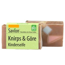 Savion Children's Soap with Shea Butter and Beeswax, with Cocoa Powder, Palm Oil-Free, Plastic Free, 40 g