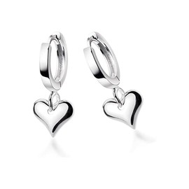 Full Love Heart Drop Dangle Sterling Silver Small Hoop Earrings for Women Teen Girls Cartilage Sleeper Huggie Hoops Cute Jewelry Birthday Valentine's Day Jewelry Gifts for Mom Daughter BFF