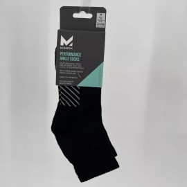 Mission Black Performance Ankle Socks sz M Mens 6-8/Womens 6-12 Pack of 2 Pair