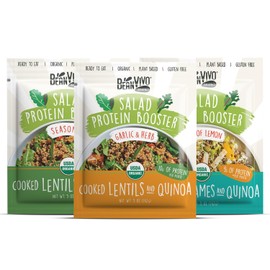 BeanVIVO - Variety 3 Pack Salad Protein Boosters - Seasoned, Garlic & Herbs, Edamame - Delivering a burst of taste and 10g of protein-packed goodness in every pouch 5oz pouches each